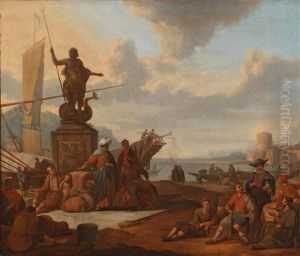A Scene Set In A Southern Seaport by Johannes Lingelbach