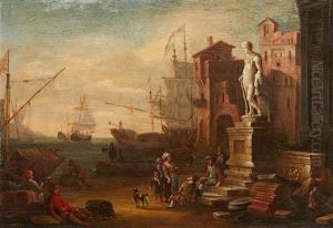 Hafenszene by Johannes Lingelbach
