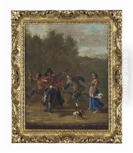 Figures Music Making And Drinking In A Landscape by Johannes Lingelbach