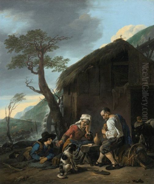 A Watermill With Peasants Taking Refreshments - view 1