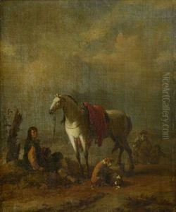 Le Repos Du Chasseur Pres De Ses Chiens