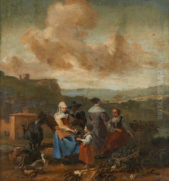 Scene Campagnarde Avec Trois Femmes Et Un Enfant - view 1