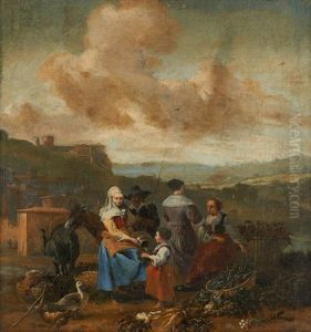 Scene Campagnarde Avec Trois Femmes Et Un Enfant Scene Campagnarde Avec Trois Femmes Et Un Enfant