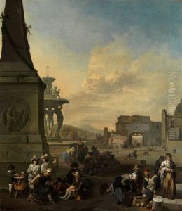 Markttreiben Auf Der Piazza Del Popolo In Rom Markttreiben Auf Der Piazza Del Popolo In Rom