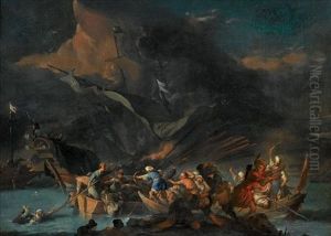 A Sea Battle Between Turks And Europeans (the Battle Of Lepanto?) by Johannes Lingelbach