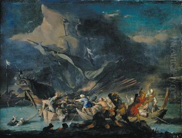 A Sea Battle Between Turks And Europeans, (the Battle Of Lepanto?) - view 1