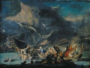 A Sea Battle Between Turks And Europeans, (the Battle Of Lepanto?) by Johannes Lingelbach