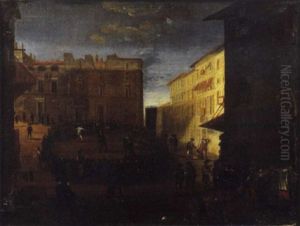 Veduta Di Piazza Pasquino, A Roma, Con Uno Spettacolo Di Attori E Saltimbanchi by Johannes Lingelbach
