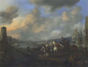Vue D'un Port Mediterraneen by Johannes Lingelbach