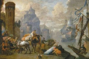 Hamn Vid Medelhavet by Johannes Lingelbach
