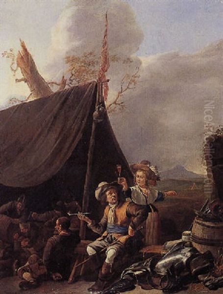 Soldiers Resting In A Temporary Encampment - view 1