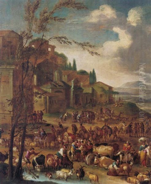 Market Day Outside An Italian Village - view 1