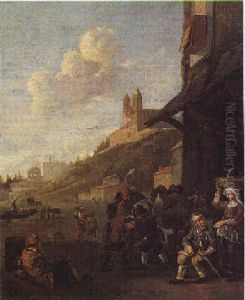 Maniscalco, Contadini Ed Astanti Presso Piazza Di Spagna by Johannes Lingelbach
