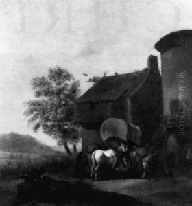 At The Blacksmith's by Johannes Lingelbach