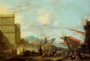 A Capriccio Of A Mediterranean Harbour With Orientals And Other Figures Conversing On The Quay