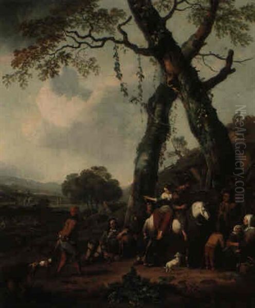 Landscape With Peasants And Hunters Halted By Two Trees - view 1