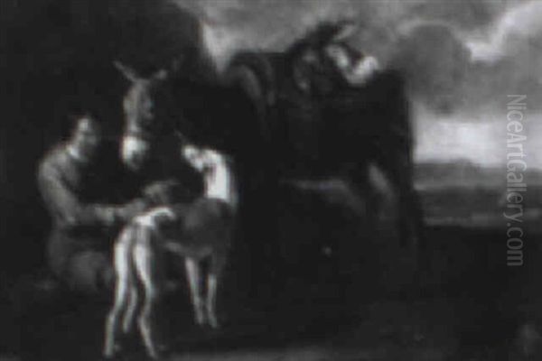 Man With A Dog And Donkey - view 1