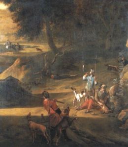 Scene De Chasse by Johannes Lingelbach