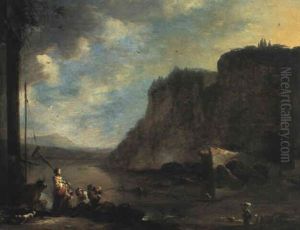 Flusslandschaft Mit Figurenstaffage Flusslandschaft Mit Figurenstaffage