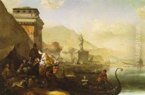 Elegant Figures By An Italianate Harbor