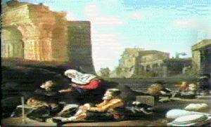 Street Scene In The Campo Vaccaro, Rome With A Fortune Teller by Johannes Lingelbach