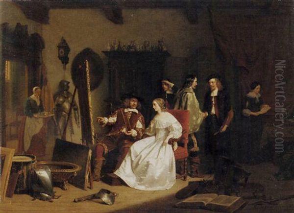 In The Artist's Studio: Jan Six Visiting Rembrandt In His Studio - view 1