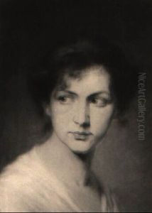 Portrait Einer Jungen Frau Mit Rotem Haarband by Eugen Lingenfelder
