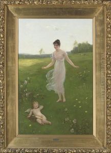 Venus And Cupid by Otto Theodore Gustav Lingner