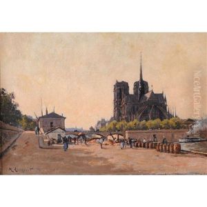 Paris, Vue De Notre-dame Depuis Les Quais by Henri Linguet