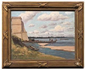 Fischerboote Am Ufer, Wohl In Der Bretagne by Henri Linguet