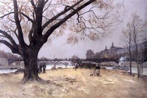 Les Quais Du Louvre Vue Depuis L'ile De La Cite