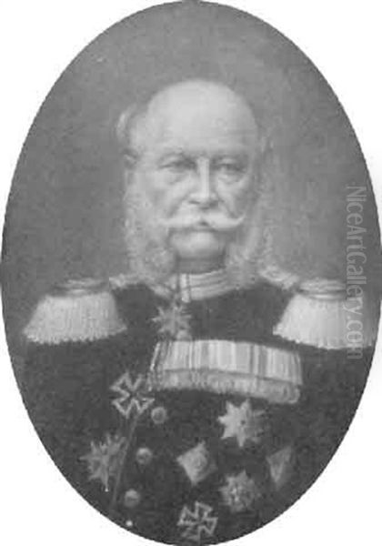 Brustbildnis Kaisers Wilhelm I In Uniform Mit Reichem Ordenschmuck Und Epauletten - view 1