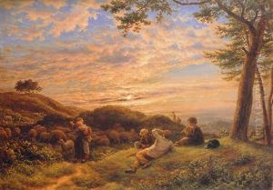 Shepherd Boys Tending Their Flock At Sunset