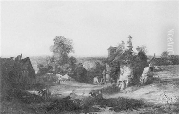 Figures Before A Ruined Cottage - view 1