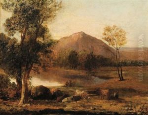 Landscape With Shepherd And Cows by John Linnell
