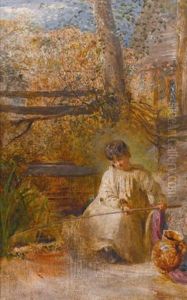 A Boy Fishing by John Linnell