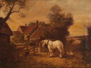 End Of The Day, Farmer Returning Horses To The Farm