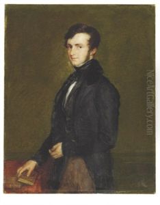 Portrait Of John Davies Gilbert Standing Beside A Table by John Linnell