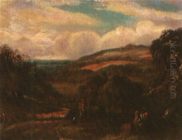 Landscape With Shepherd And Rustic Figures - view 1