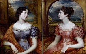 Portrait Of Miss Jane Puxley In A Blue Dress (+ Portrait Of Miss Puxley In A Pink Dress; Pair)