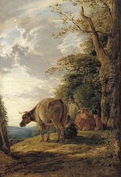 A Wooded Landscape With Herdsmen And Cattle - view 1