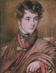A Young Gentleman Wearing Brown Cape With Fur Collar And Crimson Lining, Fastened With A Gold Clasp And Black Stock