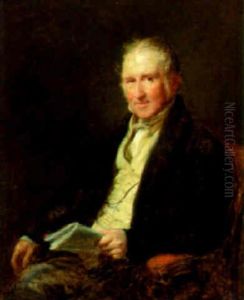 Portrait Of G.w. Wood, Seated, Holding A Paper by John Linnell