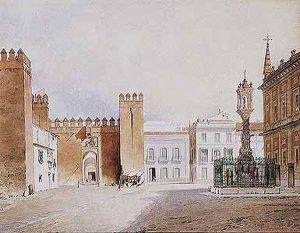 Vista De La Puerta Del Alcazar De Sevilla by Rafael Benjumea
