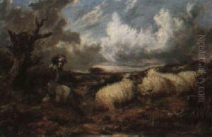 A Resting Shepherd Boy With Sheep by John Linnell