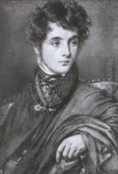 Portrait Of A Gentleman In Red Lined Brown Cloak With Fur Collar - view 1