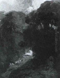 Sketch Of Sheep In A Wooded Landscape Sketch Of Sheep In A Wooded Landscape