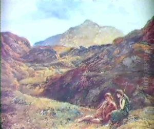 Shepherd And Shepherdess Resting In The Hills by John Linnell