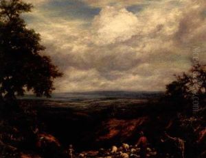 Shepherds On A Hilltop In Surrey by William Linnell