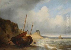 Marine Avec Bateau De Peche Sur La Plage Et Figures Marine Avec Bateau De Peche Sur La Plage Et Figures